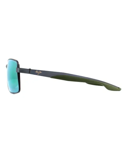 Maui Jim Wrap Mens Brushed Gunmetal Green Polarized Sunglasses - Grey Metal (archived) - One