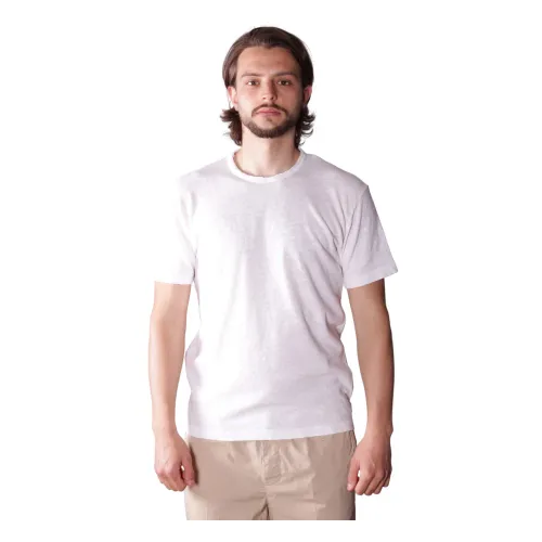 Mauro Grifoni , Cotton Linen Linen T-Shirt Cut cutting ,White male, Sizes:
