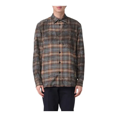 Mauro Grifoni , Patterned Check Flannel Shirt with Stains ,Multicolor male, Sizes: