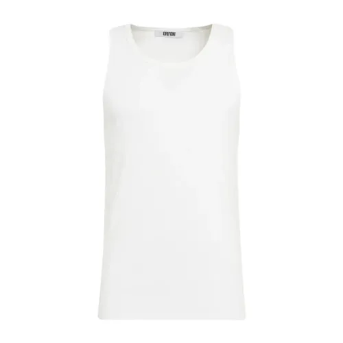 Mauro Grifoni , Ribbed Tank Top with Wide Straps ,White male, Sizes: