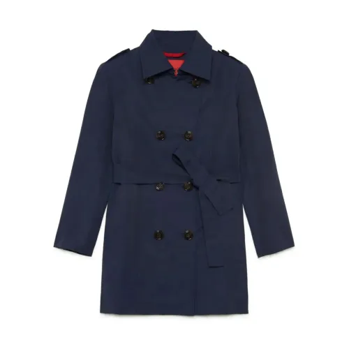 Max & Co , Blue Double-Breasted Trench Coat for Kids ,Blue female, Sizes: