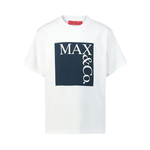 Max & Co , Cotton Crew Neck T-shirt with Front Print ,White male, Sizes: