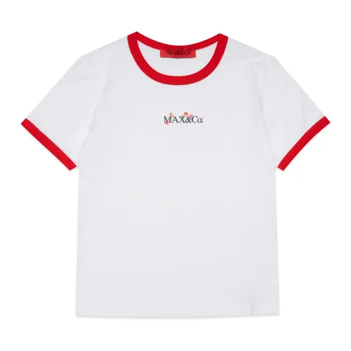 Max & Co , Floral Logo T-Shirt ,White female, Sizes: