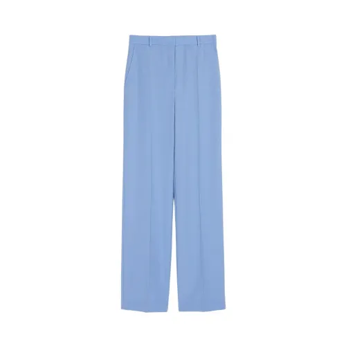 Max Mara , Agami Straight-Leg Wool Satin Pants ,Blue female, Sizes: