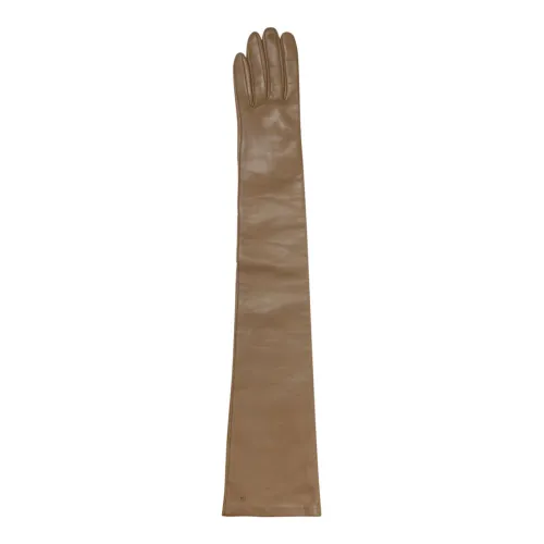 Max Mara , Beige Nappa Gloves with Mono Logo ,Beige female, Sizes: