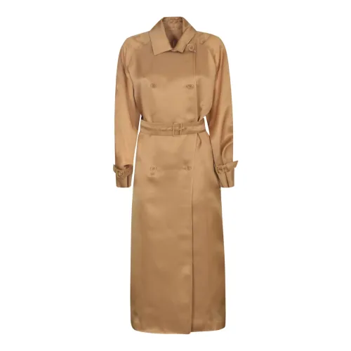 Max Mara , Brown Leather Sacco Coats ,Brown female, Sizes: