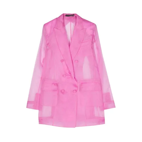 Max Mara , Bubblegum Pink Silk Organza Jacket ,Pink female, Sizes: