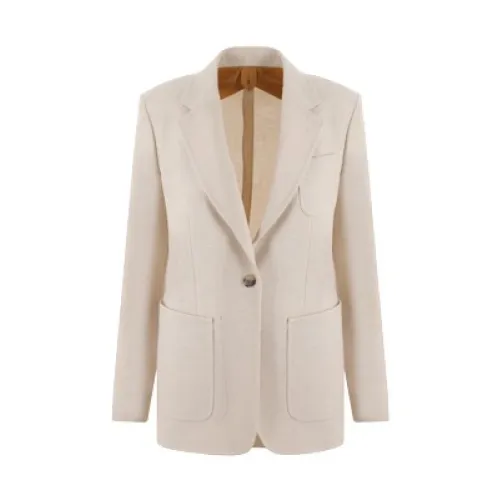 Max Mara , Cashmere Spotted Jacket with Classic Lapel and Button Closure ,White female, Sizes: