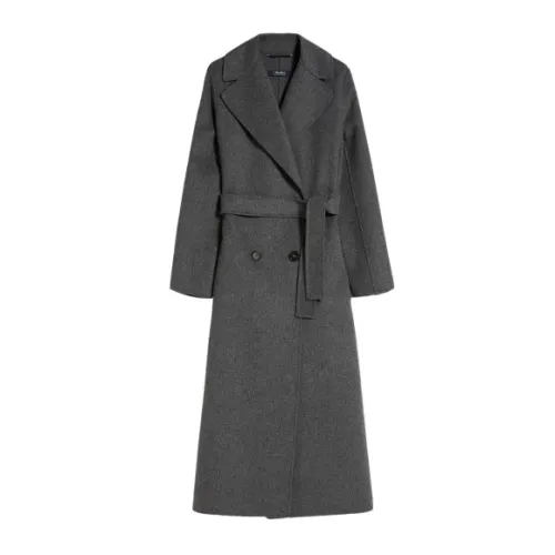 Max Mara , Double-breasted Wool Coat with Wide Lapel Collar ,Gray female, Sizes: