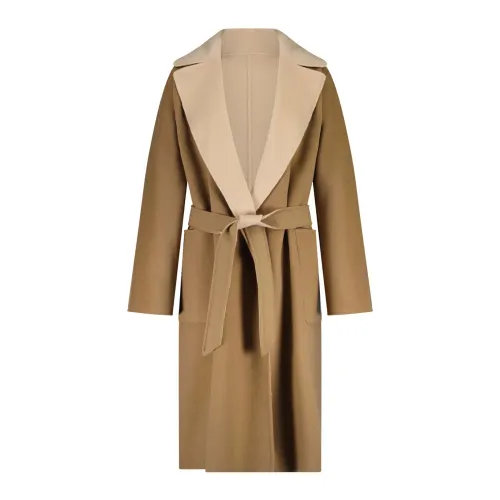 Max Mara , Elegant Wool Belted Coat ,Brown female, Sizes: