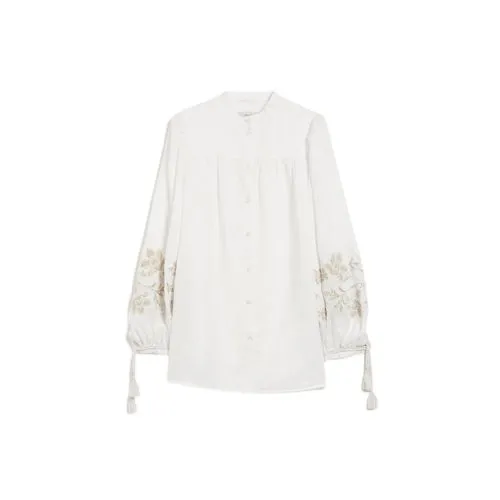 Max Mara , Embroidered Linen Shirt with Decorative Trims ,White female, Sizes:
