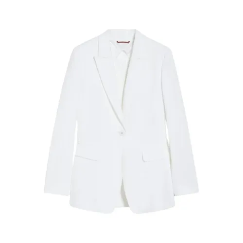 Max Mara , Flowing Line Linen Jacket ,White female, Sizes: