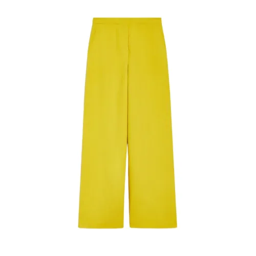Max Mara , Fluid Wide-Leg High-Waisted Trousers ,Yellow female, Sizes: