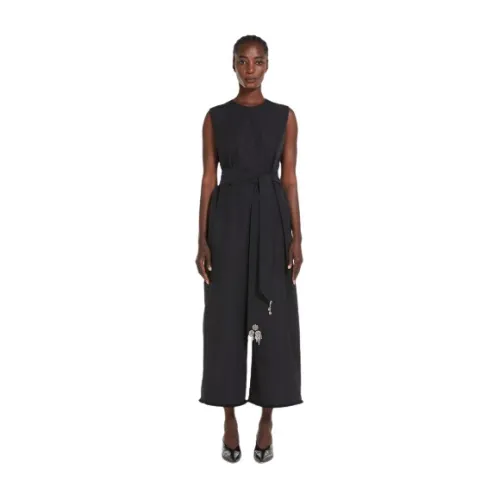 Max Mara , Fringed Sleeveless Jumpsuit ,Black female, Sizes: