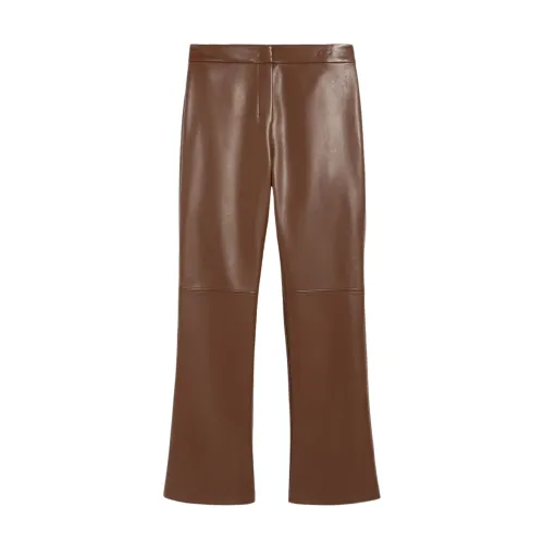 Max Mara , Leather-look Trousers with Moroccan-style Stitching ,Brown female, Sizes: