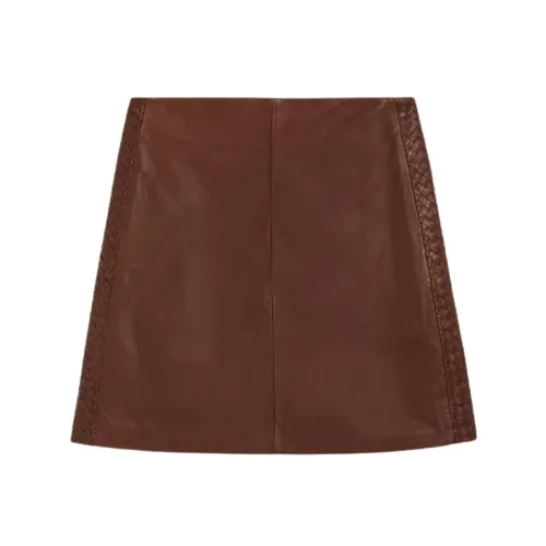 Max Mara , Leather Mini Skirt Flared Silhouette ,Brown female, Sizes:
