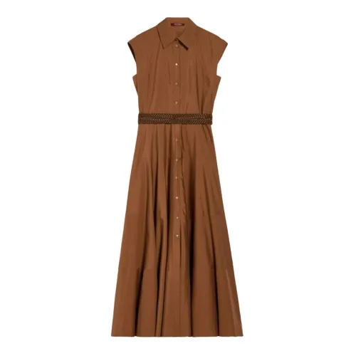 Max Mara , Max Mara Dresses Leather Brown ,Brown female, Sizes: