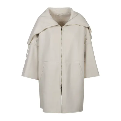 Max Mara , Merino Wool Coat with Fur Lining ,White female, Sizes: