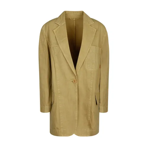 Max Mara , Mustard Oversized Shirt-Style Jacket ,Yellow female, Sizes: