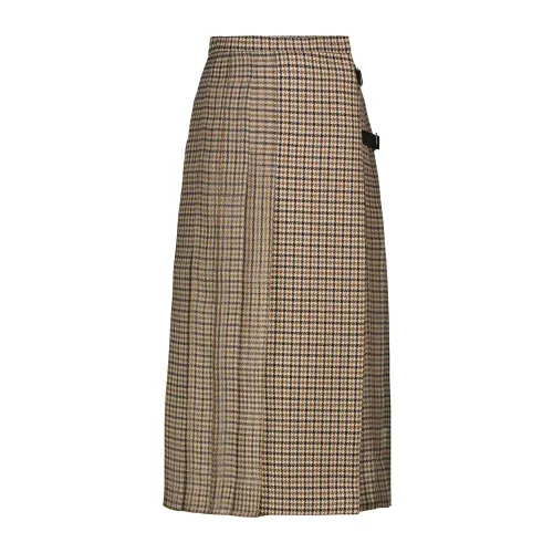 Max Mara , Norel Silk Wool Midi Skirt ,Brown female, Sizes: