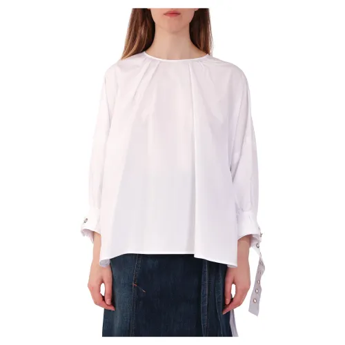 Max Mara , Oversized Cotton Blouse with Zipper ,White female, Sizes: