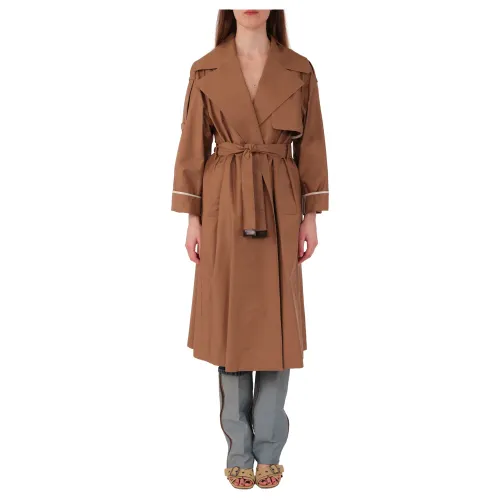Max Mara , Oversized Twill Trench Coat ,Brown female, Sizes:
