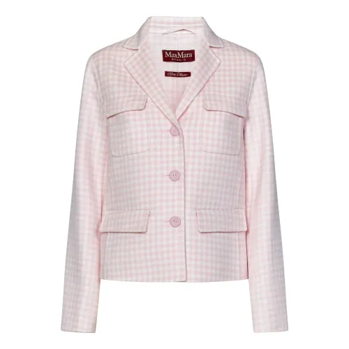 Max Mara , Pink Checked Wool Blazer ,Pink female, Sizes:
