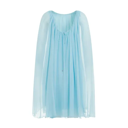 Max Mara , Silk Chiffon Dress in Turquoise ,Blue female, Sizes: