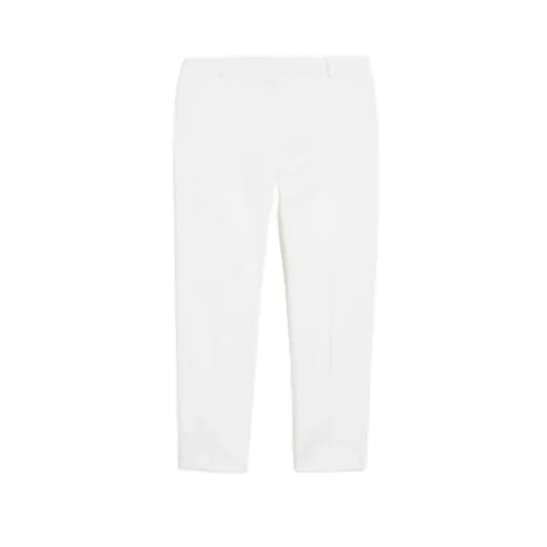 Max Mara , Slim Fit Cotton Stretch Trousers ,White female, Sizes: