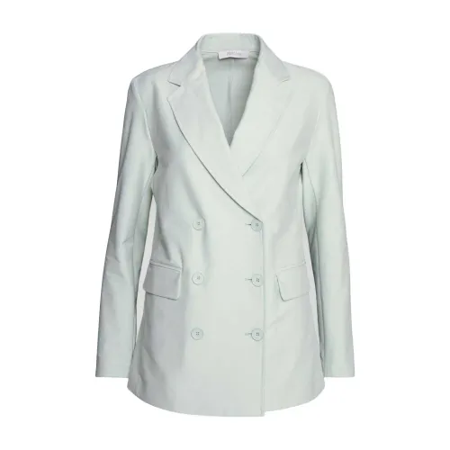 Max Mara , Sophisticated Double-Breasted Stretch Cotton Blazer ,Blue female, Sizes:
