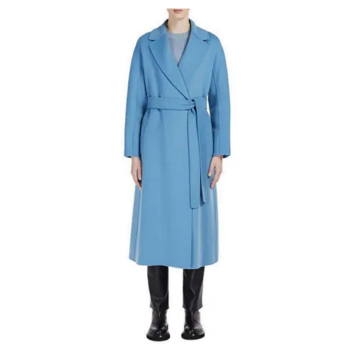 Max Mara Studio , Clear Blue Double-Breasted Wool Coat ,Blue female, Sizes: