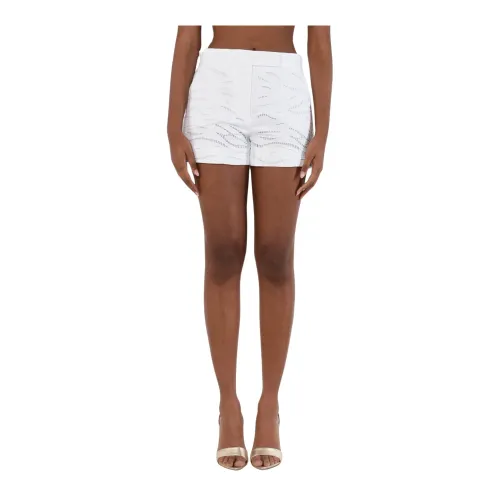 Max Mara Studio , Embroidered Cotton Shorts Edmond ,White female, Sizes: