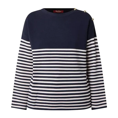 Max Mara Studio , Max Mara Studio Otranto Striped Sweater ,Blue female, Sizes: