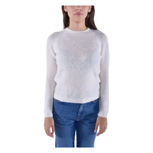 Max Mara Studio , White Crew Neck Wool Blend Sweater ,White female, Sizes: