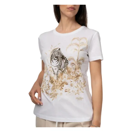 Max Mara Studio , White T-shirt with Short Sleeves ,White female, Sizes: