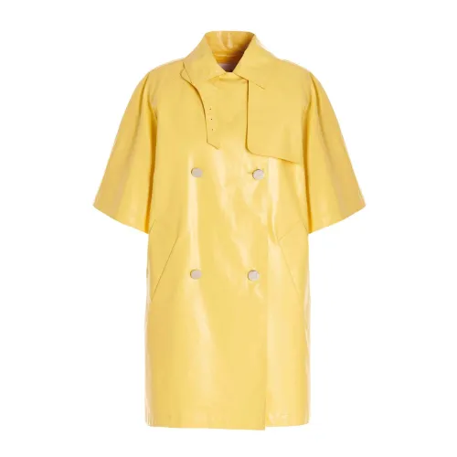 Max Mara , Stylish Double-Breasted Rain Coat ,Yellow female, Sizes: