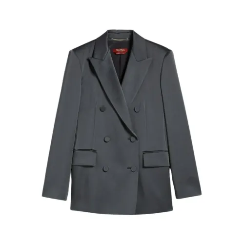 Max Mara , Tailor-Inspired Double-Breasted Blazer ,Gray female, Sizes: