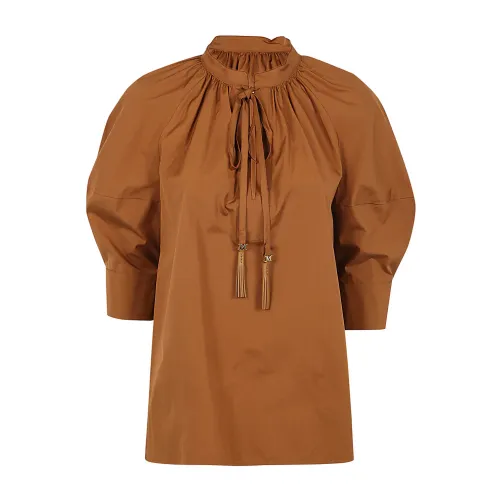 Max Mara , Tan Carpi Scarf Shirt ,Brown female, Sizes: