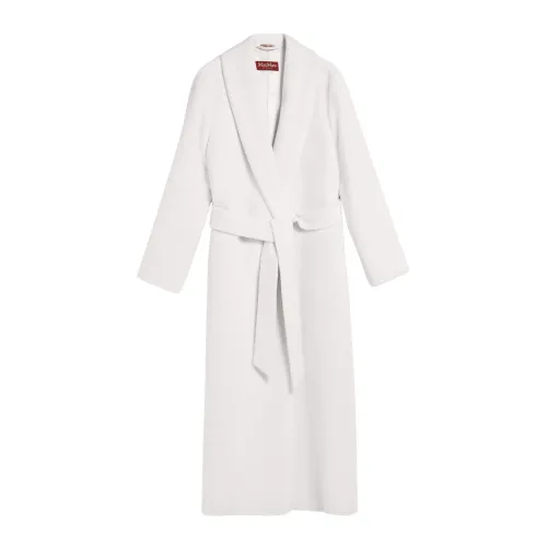 Max Mara , Warm and Stylish Long Wrap Coat ,White female, Sizes: