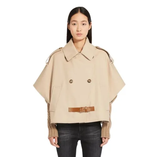 Max Mara , Water-Resistant Double-Breasted Cape ,Beige female, Sizes: ONE