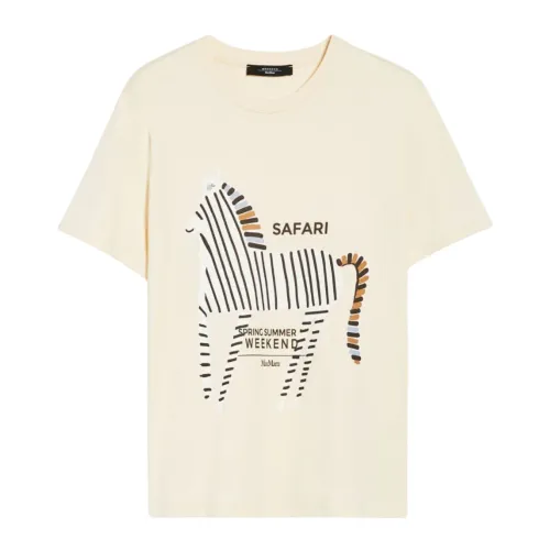 Max Mara Weekend , Beige Graphic Print Short Sleeve T-shirt ,Beige female, Sizes: