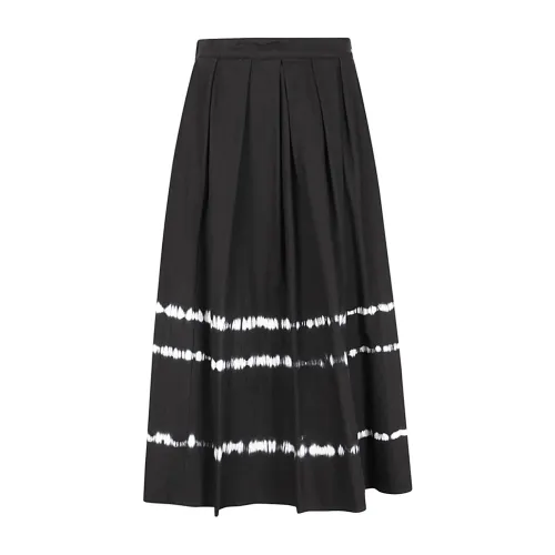 Max Mara Weekend , Black Cotton Midi Skirt with Button ,Black female, Sizes: