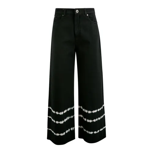 Max Mara Weekend , Black Tie Dye Cotton Trousers ,Black female, Sizes: