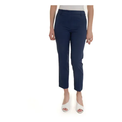 Max Mara Weekend , Classical Trousers with Stretchy Fabric ,Blue female, Sizes: