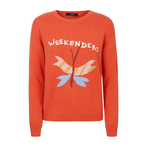Max Mara Weekend , Cotton Butterfly Sweater ,Orange female, Sizes: