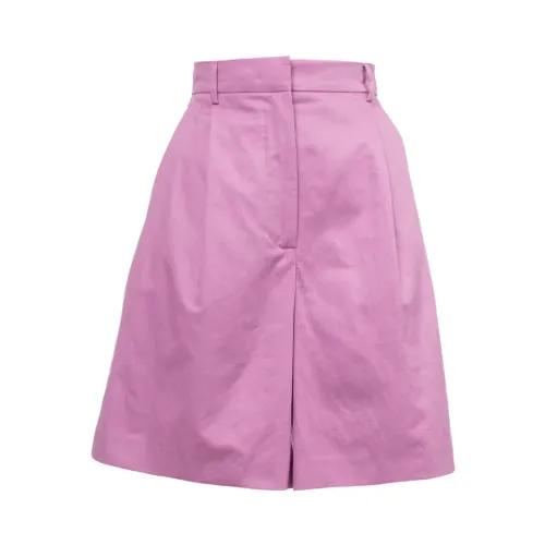 Max Mara Weekend , Cotton Linen Pleated Bermuda Shorts ,Purple female, Sizes: