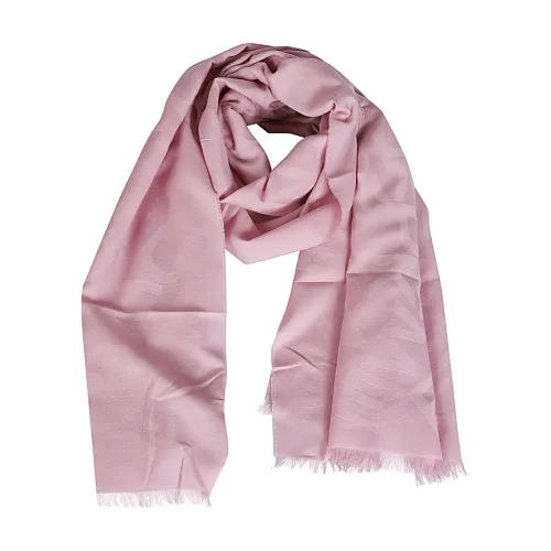 Max Mara Weekend , Cotton Scarf with Pink Logo ,Pink female, Sizes: ONE