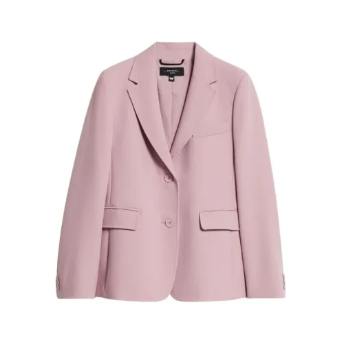 Max Mara Weekend , Feminine Pink Blazer with Classic Lapel Collar ,Pink female, Sizes: