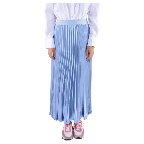 Max Mara Weekend , Fluid Pleated Long Skirt ,Blue female, Sizes: