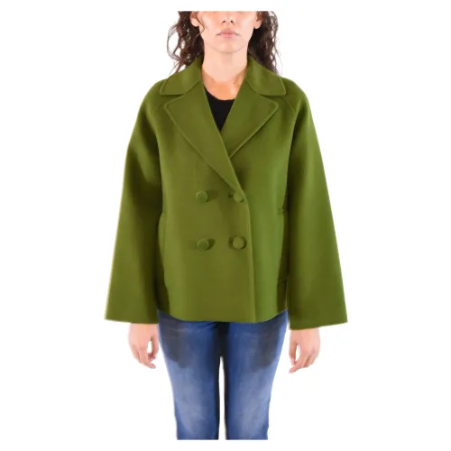 Max Mara Weekend , Handmade Wool Double-Breasted Coat ,Green female, Sizes: